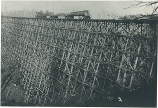 said to be the world's largest wooden railroad
          bridge when first built